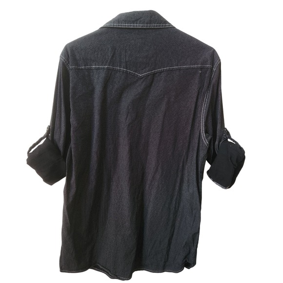 Ditch Plains Western Style Denim Shirt Long Sleeve Snap Front Pockets Men Med - Picture 5 of 7